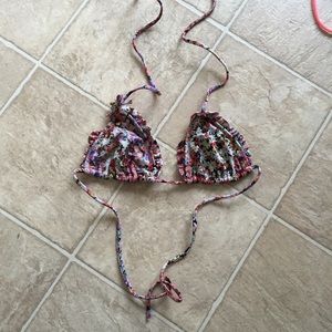 COPY - Luli Fama Wavy ruffle floral bikini top XS